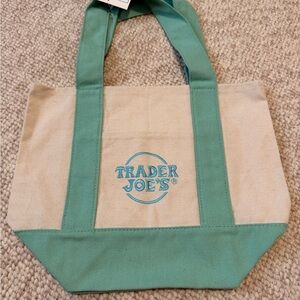 Green Trader Joe's Mini Canvas Tote (NWT)